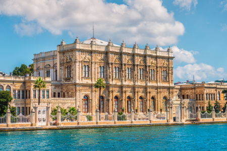Dolmabahçe Palace viewed from Bosphorus on Half-Day Two Continents Tour Istanbul