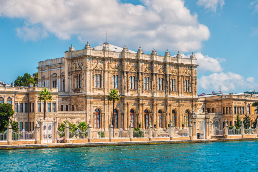 Dolmabahçe Palace viewed from Bosphorus on Half-Day Two Continents Tour Istanbul