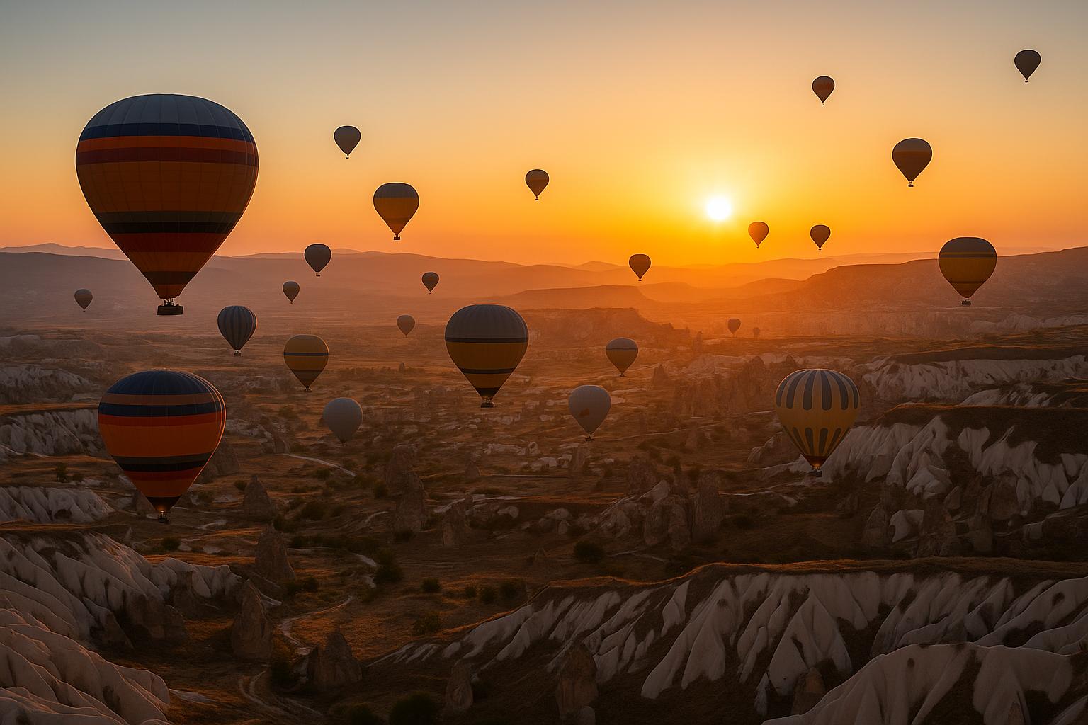 AI illustration of sunrise balloon ride in Cappadocia