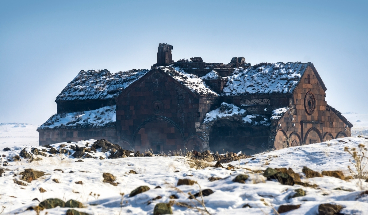 Ani ruins in snow, Eastern Turkey