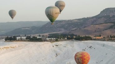 Hot air balloons over Pamukkale