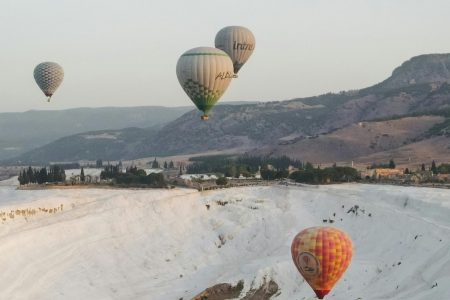 Hot air balloons over Pamukkale