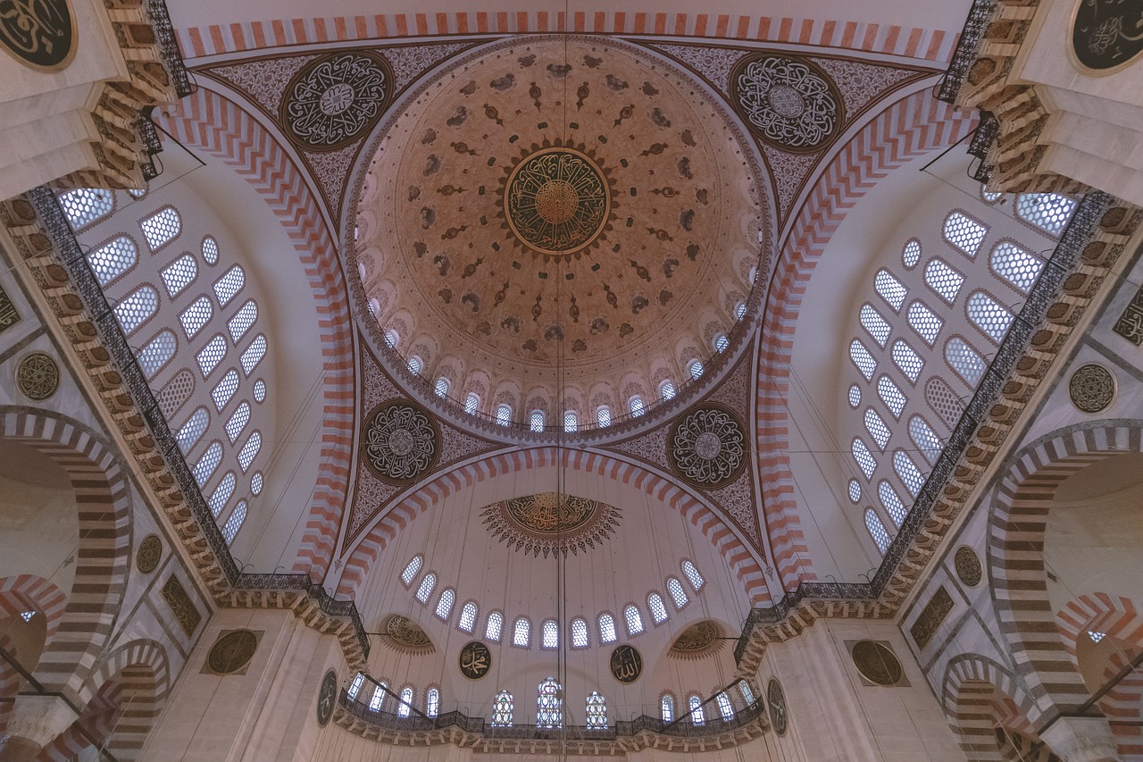 Interior view of Süleymaniye Mosque dome in Istanbul