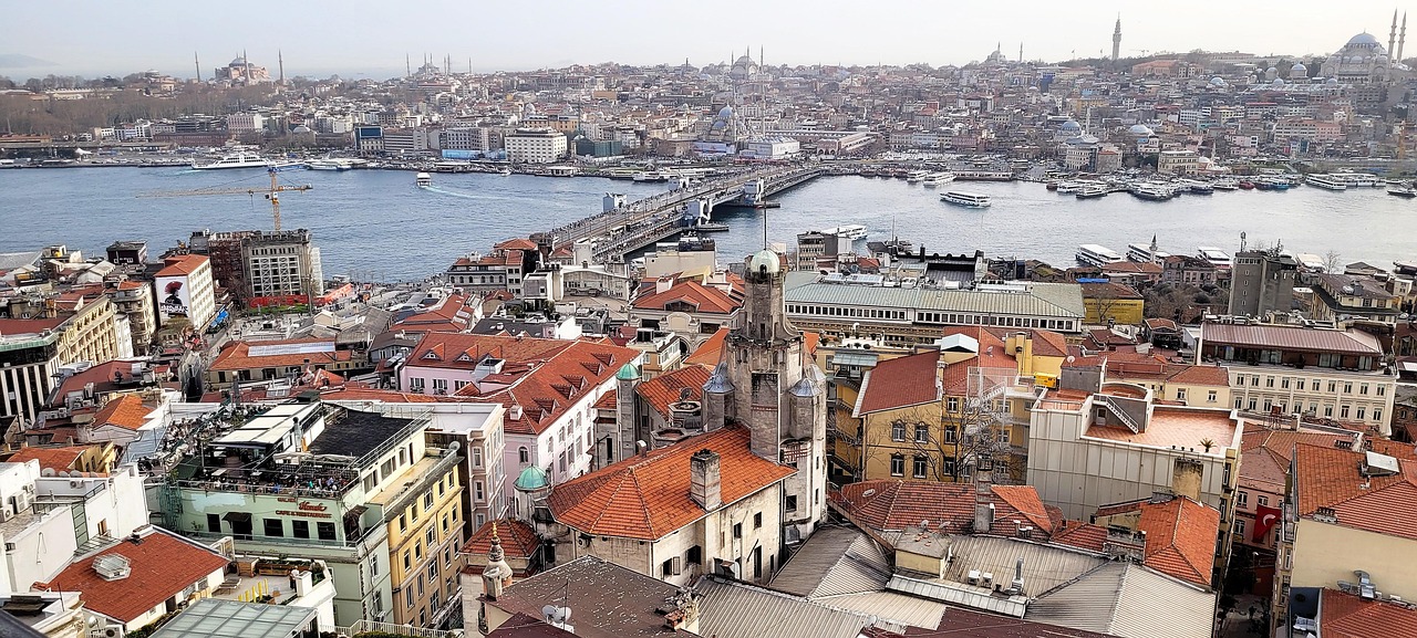 Istanbul skyline and neighborhoods from above